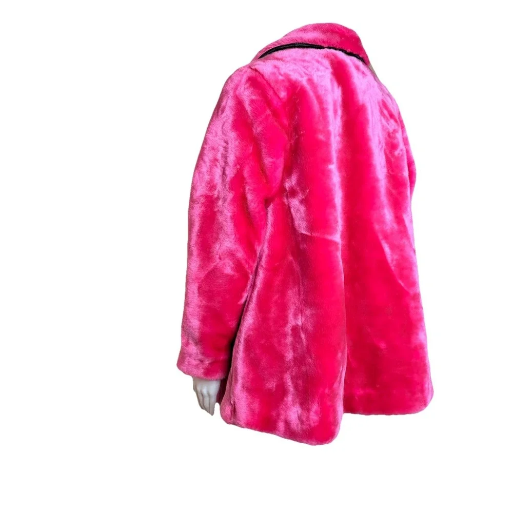 Hot Pink Faux Fur Coat Girls‎  lining Size XL/(16) Super Soft 75% ACRYLIC.